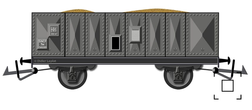 Wagon tombereau rempli de sable PMP - Dessin de Didier Leplat