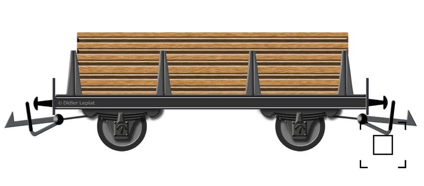 Wagon plateau à rancher avec des planches -PMP - Dessin de Didier Leplat