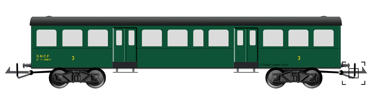 Voiture grande banlieue troisième classe - PMP - Dessin de Didier Leplat