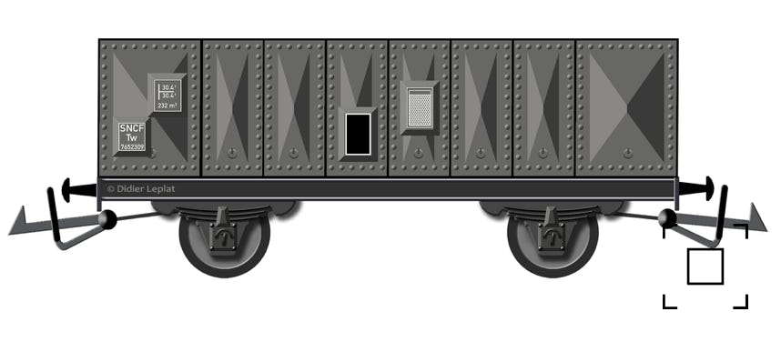 Wagon tombereau vide PMP - Dessin de Didier Leplat